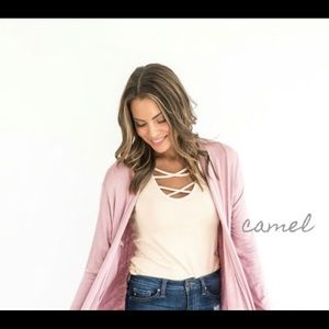 Strappy Layering Tee. Camel Colored!